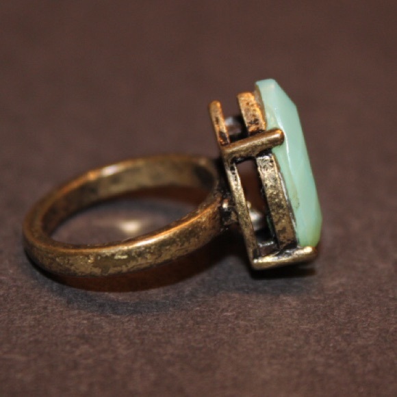 Aqua and Gold Fashion Ring - Picture 2 of 2